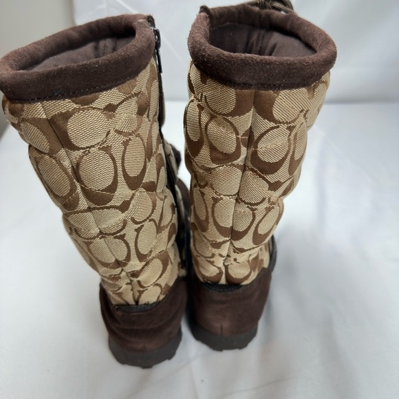 Coach Brown and Tan Patterned Boots with Pom Poms (Size 8) - Picture 4 of 7